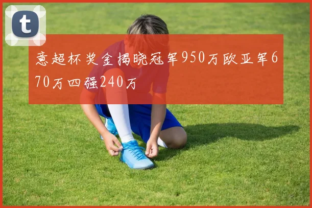 意超杯奖金揭晓冠军950万欧亚军670万四强240万